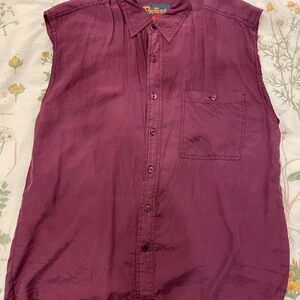 Purple Sleeveless Blouse with Relaxed Fit and Rounded Collar